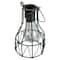 6.5" Black Geometric Edison Outdoor Hanging Solar Lantern with Handle